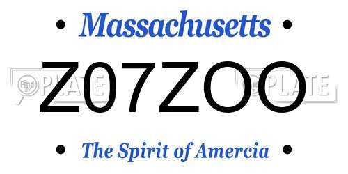 Z07ZOO Massachusetts License Plate