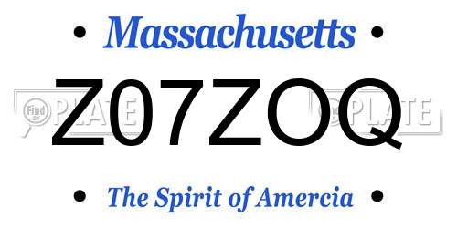 Z07ZOQ Massachusetts License Plate