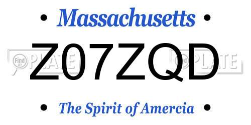 Z07ZQD Massachusetts License Plate