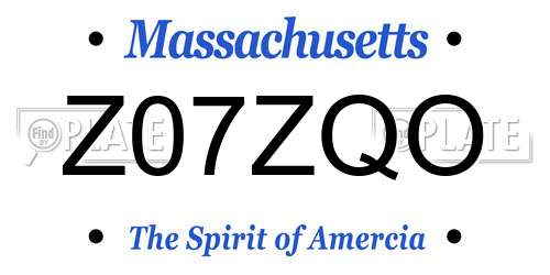 Z07ZQO Massachusetts License Plate