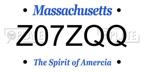 Z07ZQQ Massachusetts License Plate