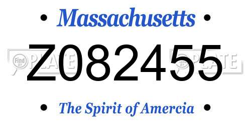 Z082455 Massachusetts License Plate