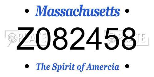 Z082458 Massachusetts License Plate