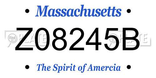 Z08245B Massachusetts License Plate