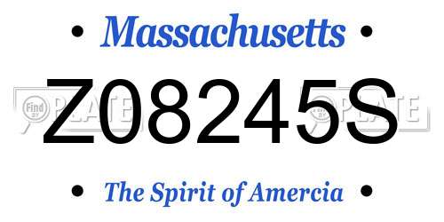 Z08245S Massachusetts License Plate