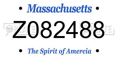 Z082488 Massachusetts License Plate
