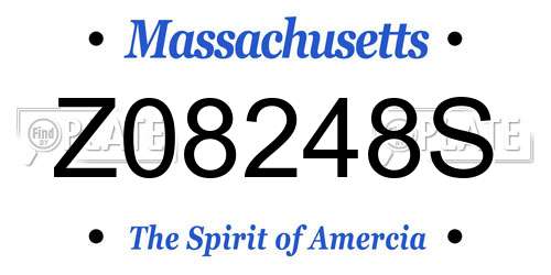 Z08248S Massachusetts License Plate