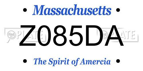 Z085DA Massachusetts License Plate