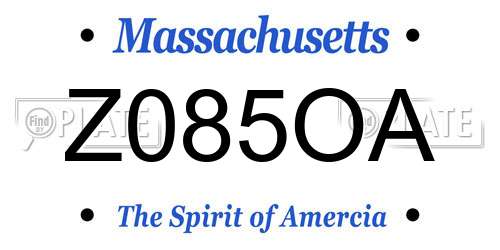Z085OA Massachusetts License Plate
