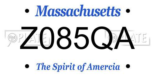 Z085QA Massachusetts License Plate