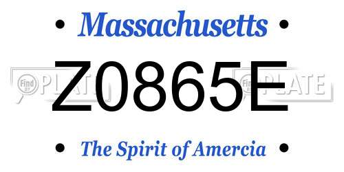Z0865E Massachusetts License Plate