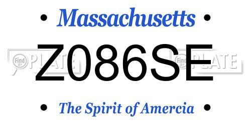 Z086SE Massachusetts License Plate