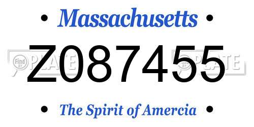 Z087455 Massachusetts License Plate