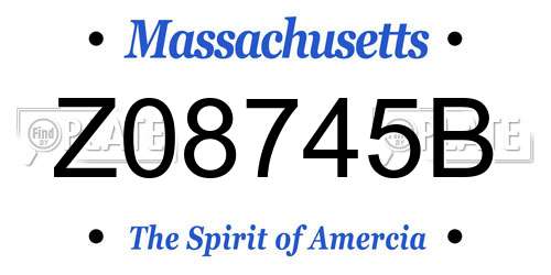 Z08745B Massachusetts License Plate