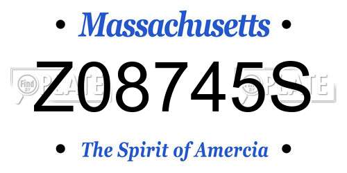 Z08745S Massachusetts License Plate