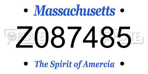 Z087485 Massachusetts License Plate