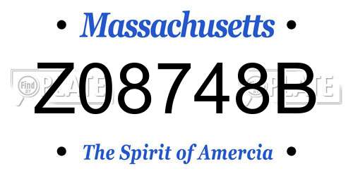Z08748B Massachusetts License Plate