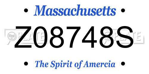 Z08748S Massachusetts License Plate