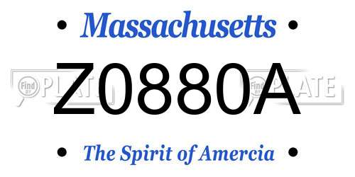 Z0880A Massachusetts License Plate
