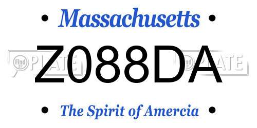 Z088DA Massachusetts License Plate