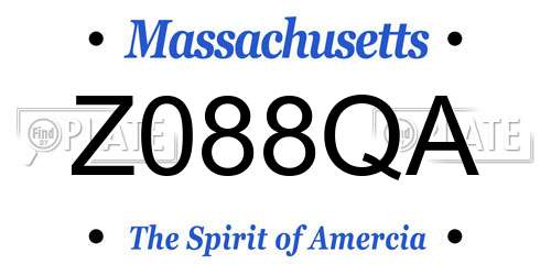 Z088QA Massachusetts License Plate