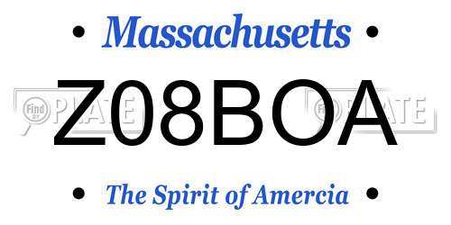 Z08BOA Massachusetts License Plate