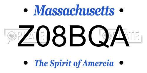 Z08BQA Massachusetts License Plate