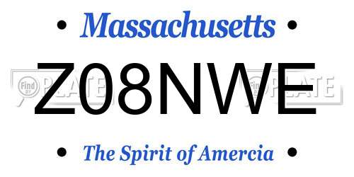 Z08NWE Massachusetts License Plate