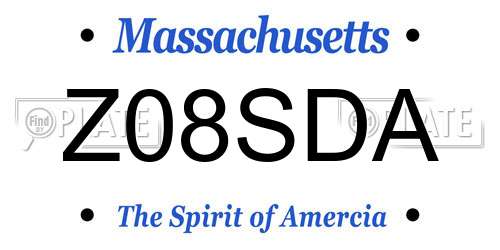 Z08SDA Massachusetts License Plate