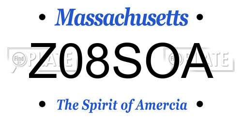 Z08SOA Massachusetts License Plate