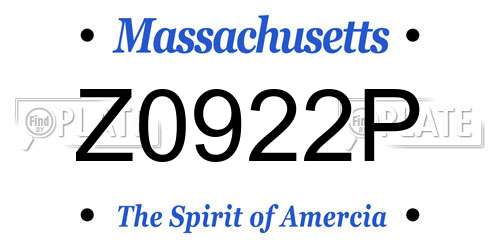 Z0922P Massachusetts License Plate