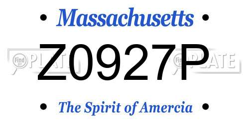 Z0927P Massachusetts License Plate