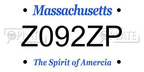 Z092ZP Massachusetts License Plate