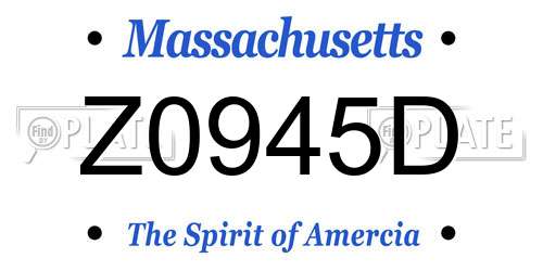 Z0945D Massachusetts License Plate