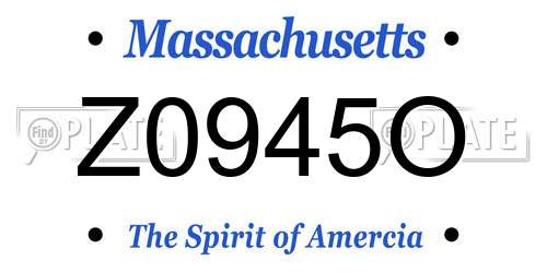 Z0945O Massachusetts License Plate