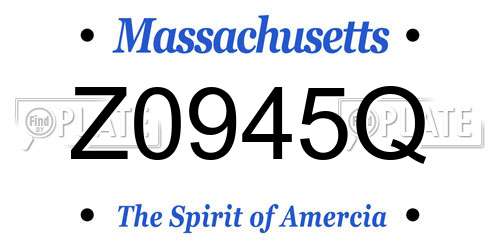 Z0945Q Massachusetts License Plate