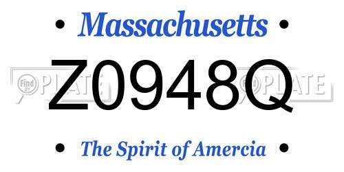 Z0948Q Massachusetts License Plate