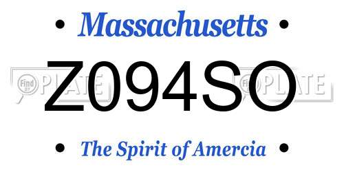 Z094SO Massachusetts License Plate