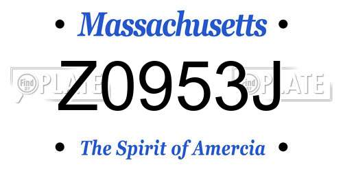 Z0953J Massachusetts License Plate