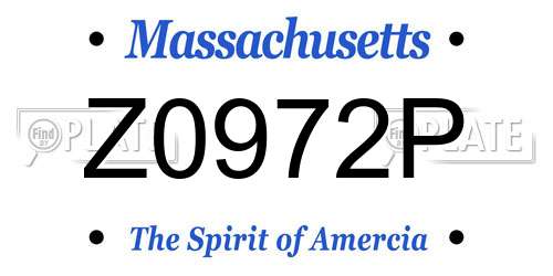 Z0972P Massachusetts License Plate