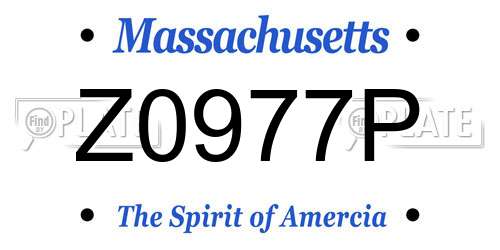 Z0977P Massachusetts License Plate
