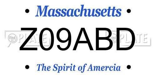Z09ABD Massachusetts License Plate