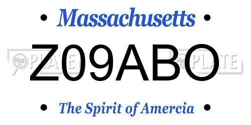 Z09ABO Massachusetts License Plate