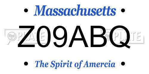 Z09ABQ Massachusetts License Plate