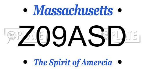 Z09ASD Massachusetts License Plate