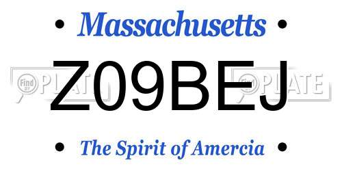 Z09BEJ Massachusetts License Plate