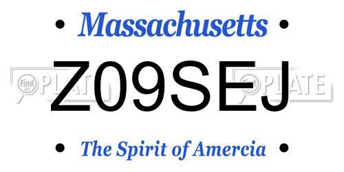 Z09SEJ Massachusetts License Plate