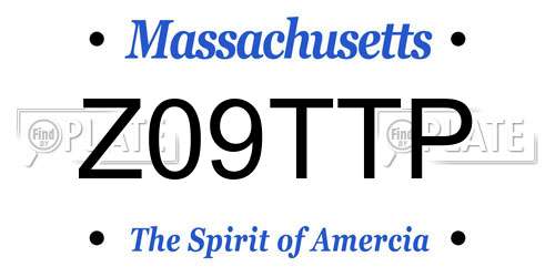 Z09TTP Massachusetts License Plate
