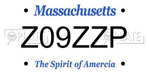 Z09ZZP Massachusetts License Plate