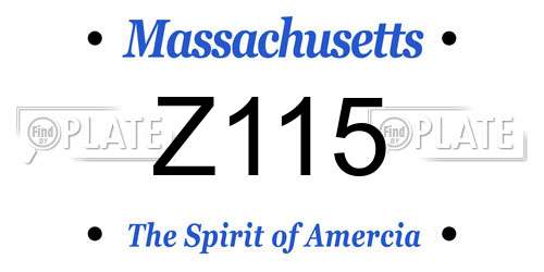 Z115 Massachusetts License Plate
